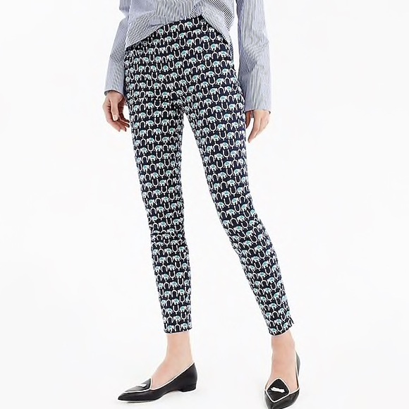 J. Crew Navy Elephant Print Slim Ankle Pants - Picture 7 of 7
